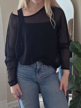 Savvi Maria Mesh Zadar Black Long-Sleeve Top